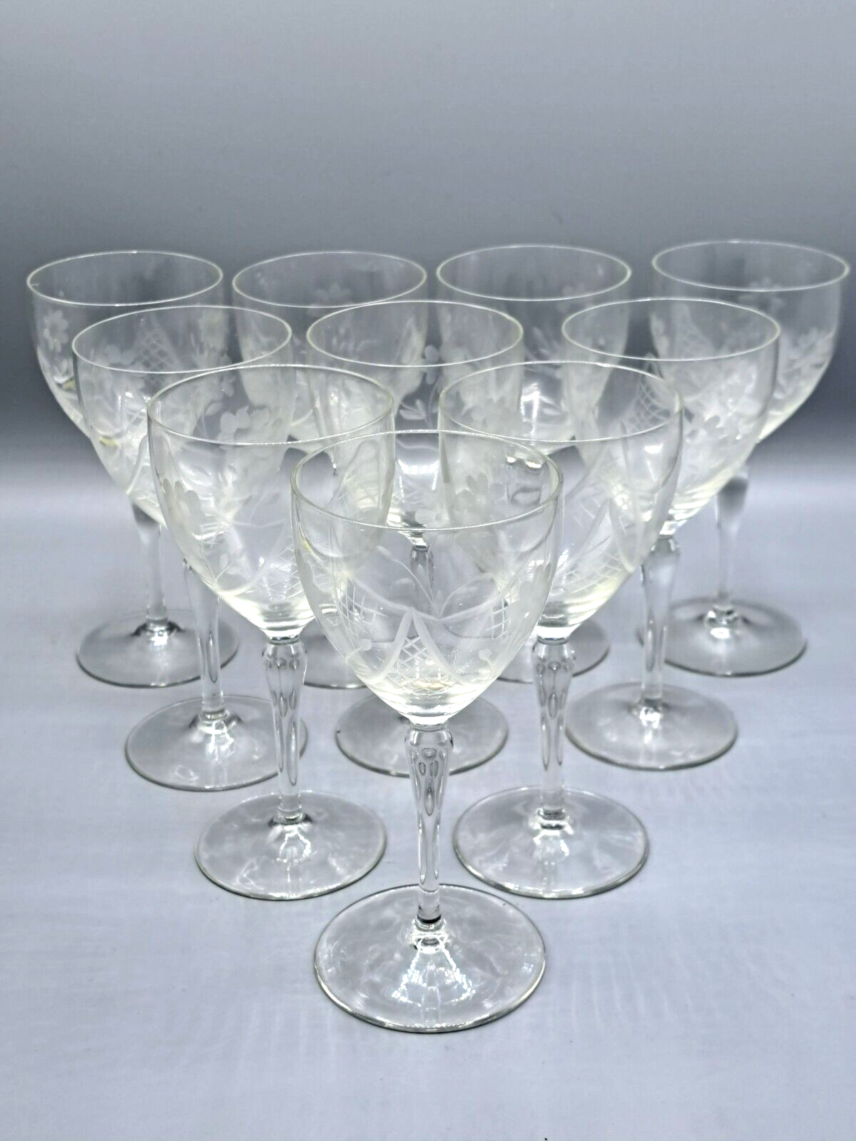 Antiquität, Gläser, Weingläser, 10 Teilig